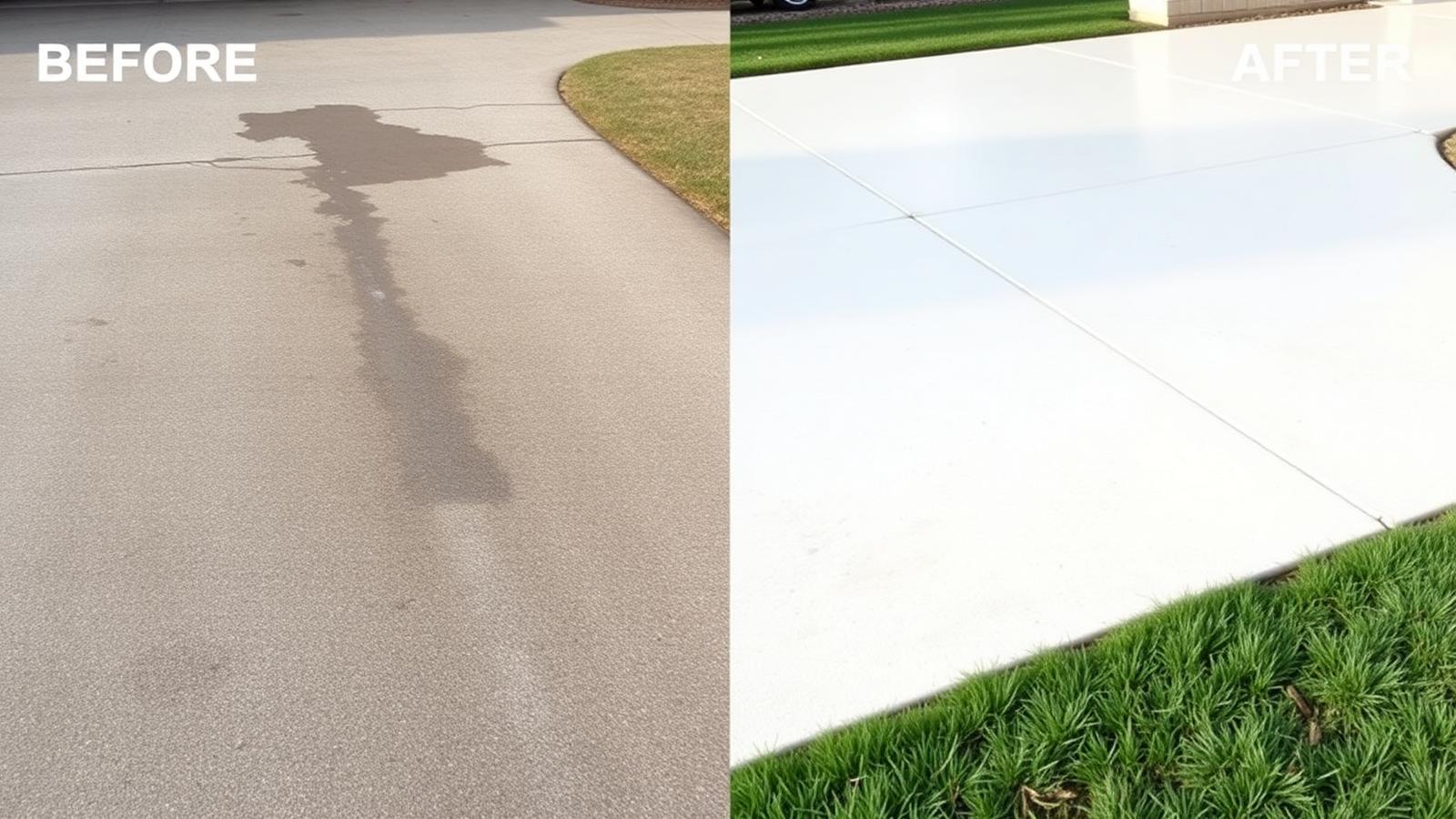 Driveway pressure washing before and after